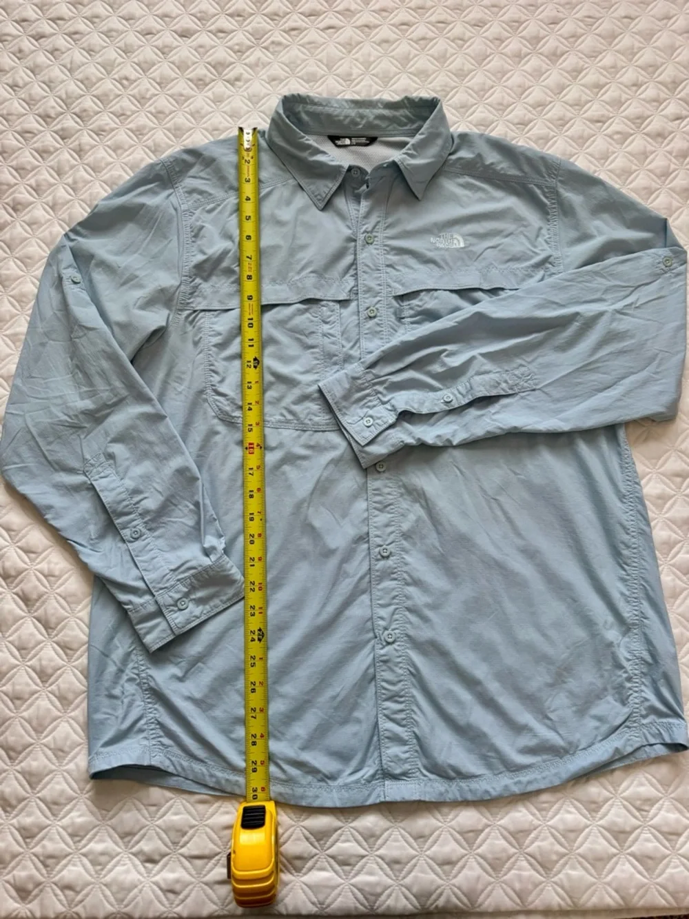 The North Face Light Blue Button-Down Long Sleeve Trail Fishing Shirt Size L